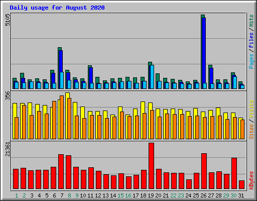 Daily usage for August 2020