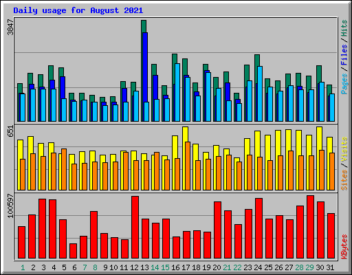 Daily usage for August 2021