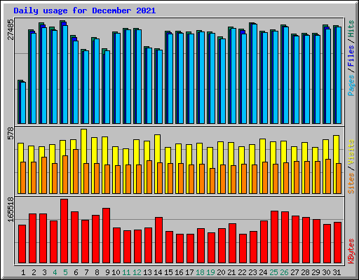 Daily usage for December 2021