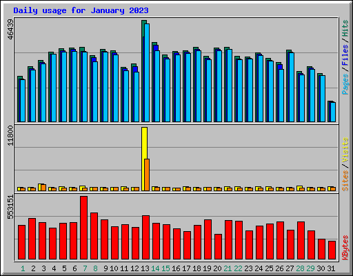 Daily usage for January 2023