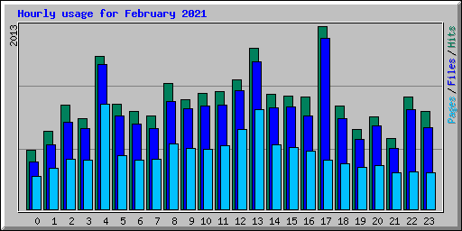 Hourly usage for February 2021